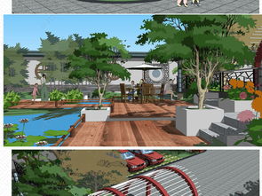 別墅院景觀設計園林模型下載